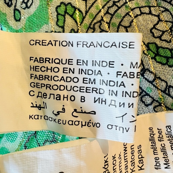 Navayo Maxi Tunic Designed in France Green paisleys with Gold threads preowned - Picture 11 of 12